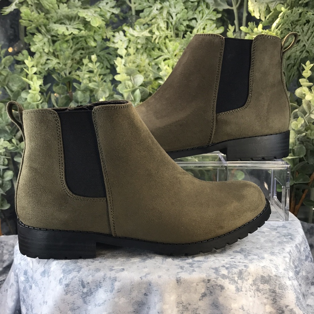 Sonoma Cilantro Olive Faux Suede 5”Tall Round Toe Ankle Zip Boots WMS 6M🌟NIB🌟 - Picture 3 of 10